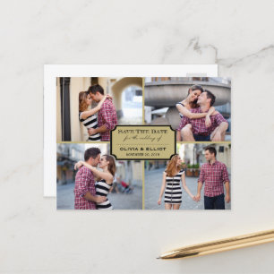 Vintages klassisches Buchzeichen Vier Foto Save th Ankündigungspostkarte