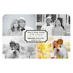 Vintages klassisches Buchzeichen Vier Foto Save th Magnet