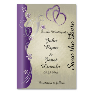 Vintages, klassisches Curvy-Design   Amethyst Lila Tischnummer