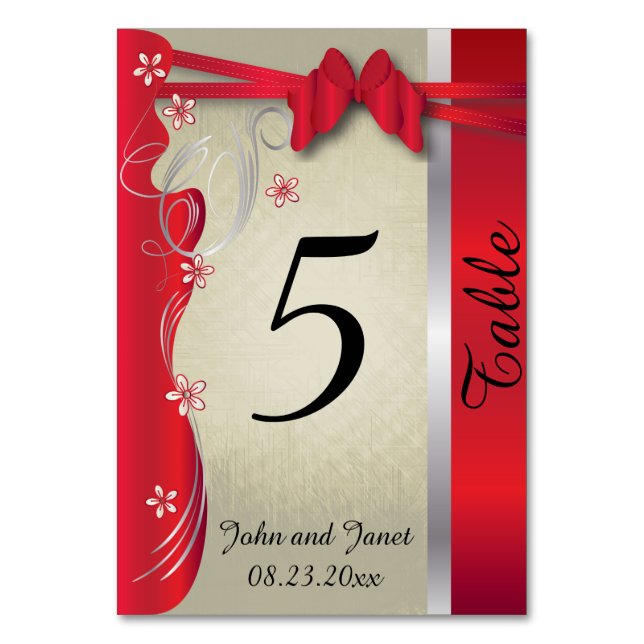 Vintages, klassisches Curvy-Design | Deep Red Tischnummer (Vorderseite)