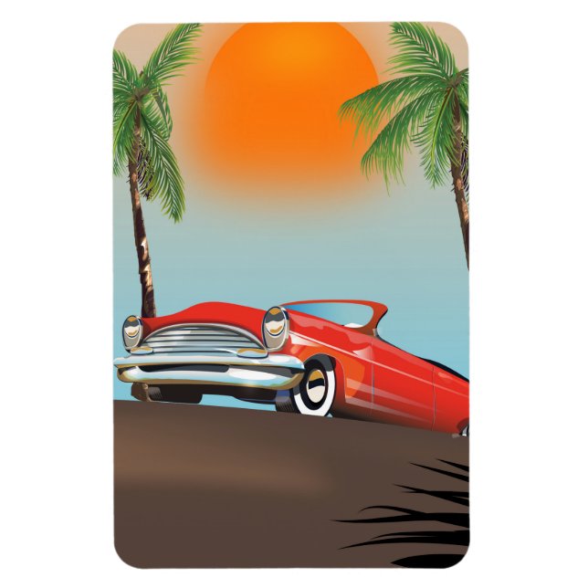 Vintages Klassisches Rotes Auto im Paradies Magnet (Vertikal)