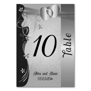 Vintages klassisches Silberherz Tischnummer
