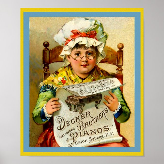 Vintages Klavier und Decker Brüder Pianos 1880 Poster (Vorne)