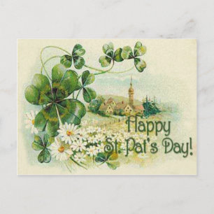 Vintages Kleeblatt Church Village St Patrick's Day Postkarte