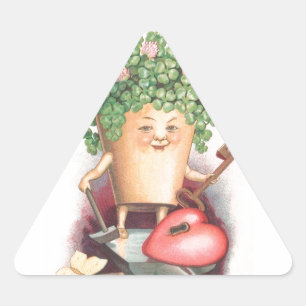 Vintages Kleeblatt Herz und St. Patrick's Day Dreieckiger Aufkleber