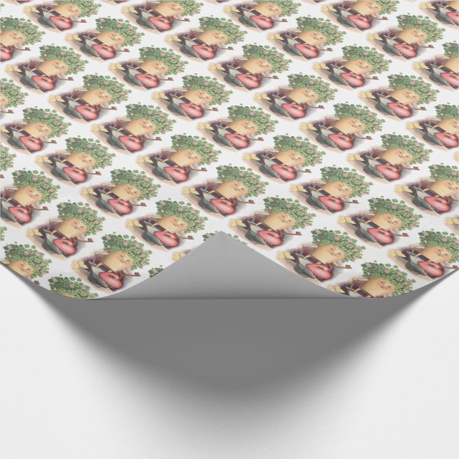 Vintages Kleeblatt Herz und St. Patrick's Day Geschenkpapier (Ecke)