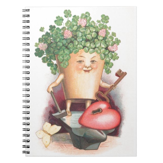 Vintages Kleeblatt Herz und St. Patrick's Day Notizblock (Vorderseite)