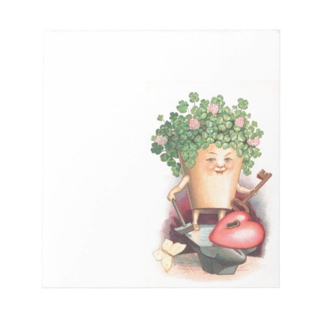 Vintages Kleeblatt Herz und St. Patrick's Day Notizblock (Vorderseite)