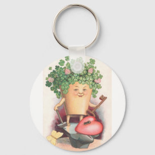 Vintages Kleeblatt Herz und St. Patrick's Day Schlüsselanhänger