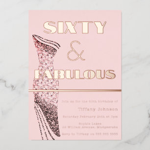 Vintages Kleid 60. Geburtstag Fantastische Rose Go Folieneinladung