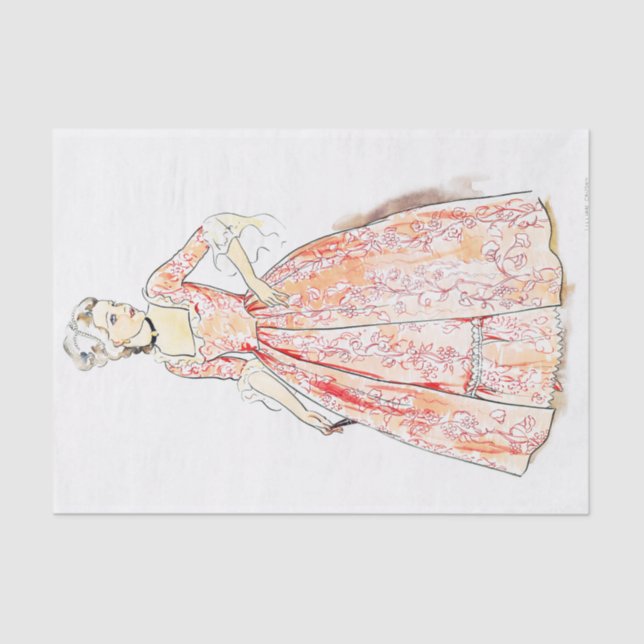 Vintages Kleid, entkleiden Seidenpapier (Vorderseite)