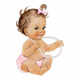 Vintages kleines Girl-Babydusche Topper Cutout Freistehende Fotoskulptur