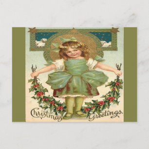 Vintages kleines Mädchen Weihnachtsgrüßen Feiertagspostkarte