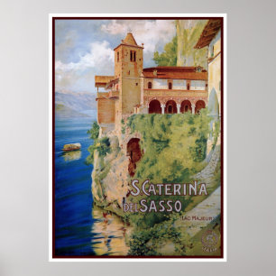 Vintages Kloster aus den 20er Jahren des Lago Magg Poster