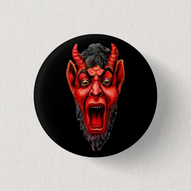 Vintages Knurren Krampus Button (Vorderseite)