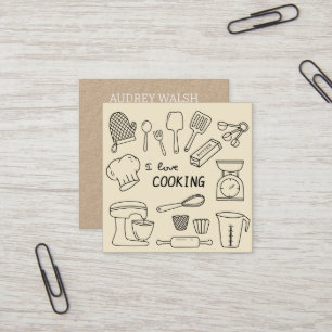 Vintages Kochen, schlichtes Schwarzviertel Quadratische Visitenkarte