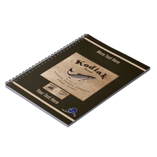 Vintages Kodiak-Lachs-Etikett (Fisch) Notizblock (Linke Seite)