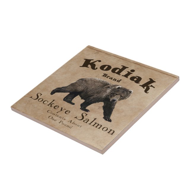 Vintages Kodiak-Lachs-Label Fliese (Seite)