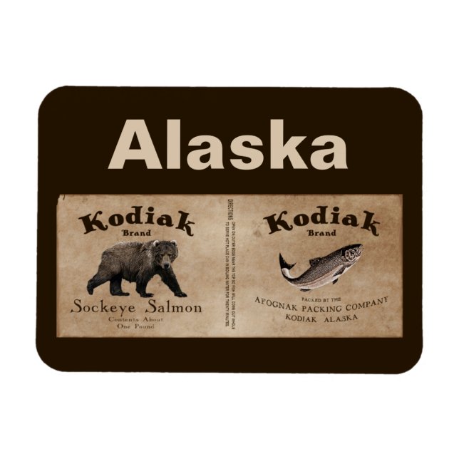 Vintages Kodiak-Lachs-Label Magnet (Horizontal)