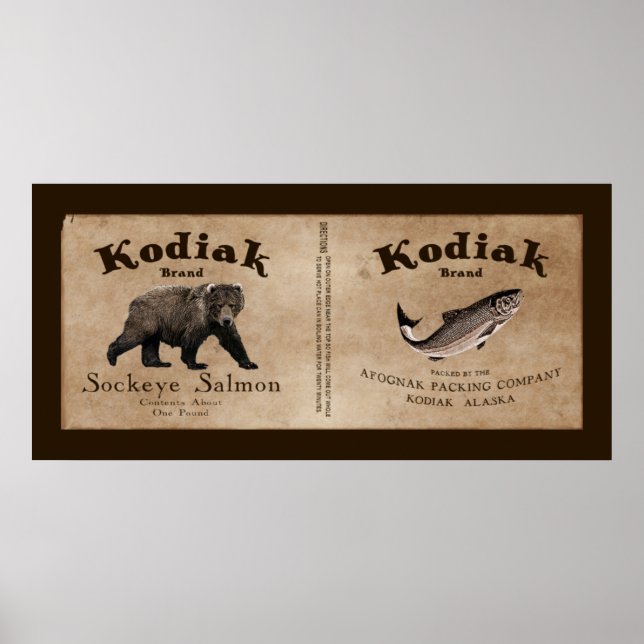 Vintages Kodiak-Lachs-Label Poster (Vorne)