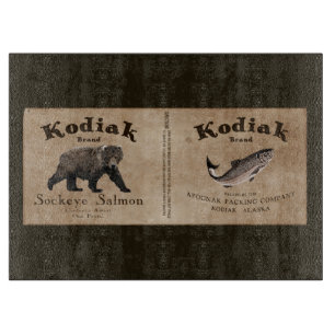 Vintages Kodiak-Lachs-Label Schneidebrett