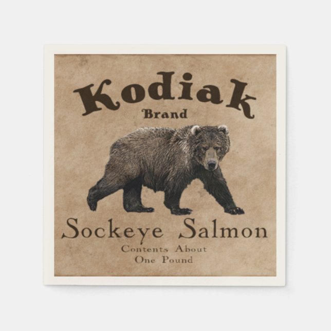 Vintages Kodiak-Lachs-Label Serviette (Vorderseite)