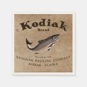 Vintages Kodiak-Lachs-Label Serviette