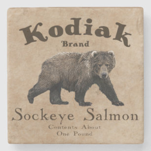 Vintages Kodiak-Lachs-Label Steinuntersetzer