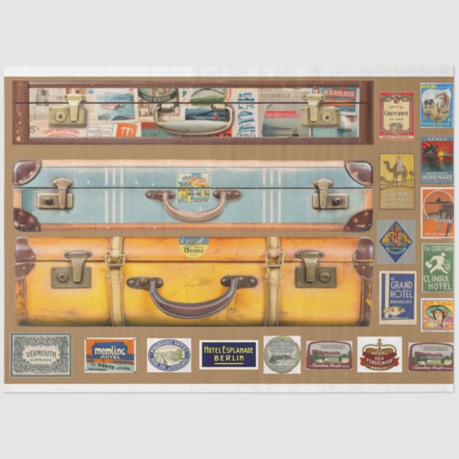 Vintages Koffer-Entcouppapier Seidenpapier (Vorderseite)