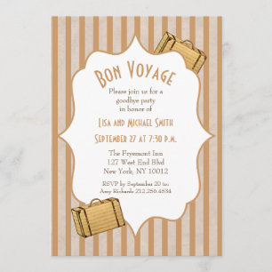 Vintages Koffer-Reise-Auf Wiedersehen Party Einladung