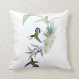 Vintages Kolibri-Illustrations-Grün lila Kissen