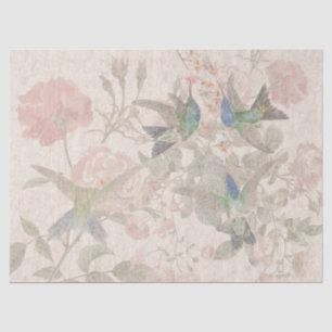 Vintages Kolibri-Vogel-Rosen-Blumen-Seidenpapier Seidenpapier