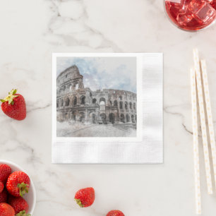 Vintages Kolosseum Rom Italien Reisen Kunst, Dicht Serviette