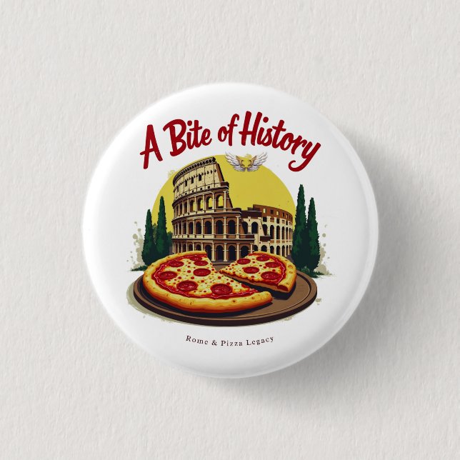 Vintages Kolosseum Rom & Neapolitanische Pizza Kun Button (Vorderseite)