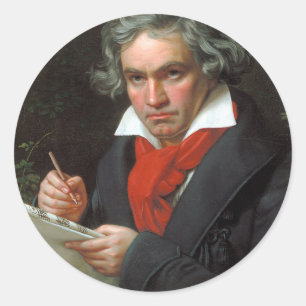 Vintages Komponistenportrait, Ludwig von Beethoven Runder Aufkleber