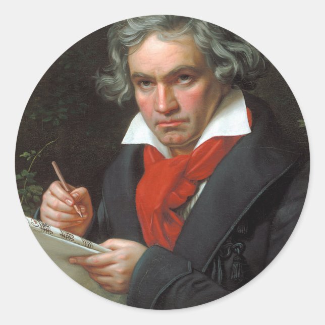 Vintages Komponistenportrait, Ludwig von Beethoven Runder Aufkleber (Vorderseite)