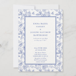 Vintages königliches Wappen pastellblau Hochzeit Einladung