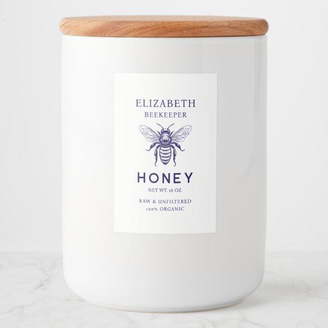 Vintages Konservenetikett für Honigbiene Lebensmitteletikett (Vorderseite)