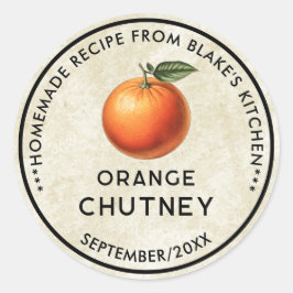 Vintages Konservenlabel Orange Chutney Runder Aufkleber