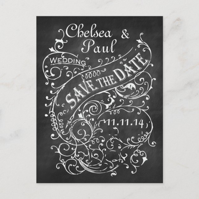 Vintages Kopfbrett Save the Date Ankündigungspostkarte (Vorderseite)