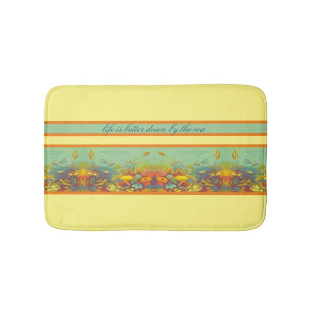 Vintages Korallenriff unter Meeresautik Badematte (Vorderseite)