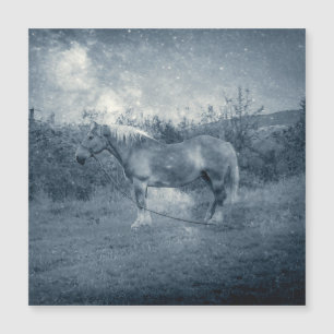 Vintages kosmisches Silbergalaxie-Hütte-Kernpferd Magnetkarte