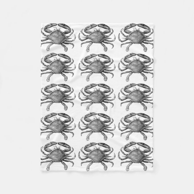 Vintages Krabben-Zeichnen Fleecedecke (Vorderseite)