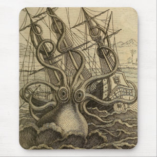 Vintages Kraken-Riesenmeerschiff Mousepad