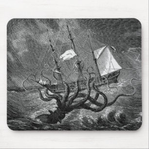 Vintages Kraken-Tintenfisch-Monster Mousepad