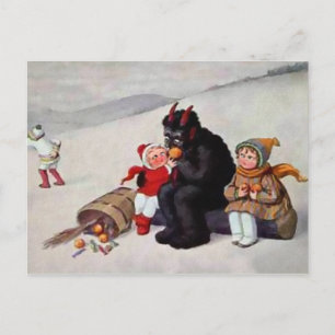 Vintages Krampusessen Postkarte