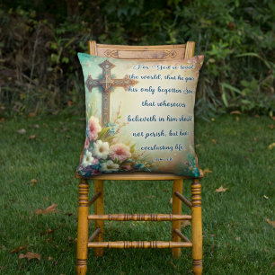 Vintages Kreuz John 3:16 Blumenkohl Christlich Kissen