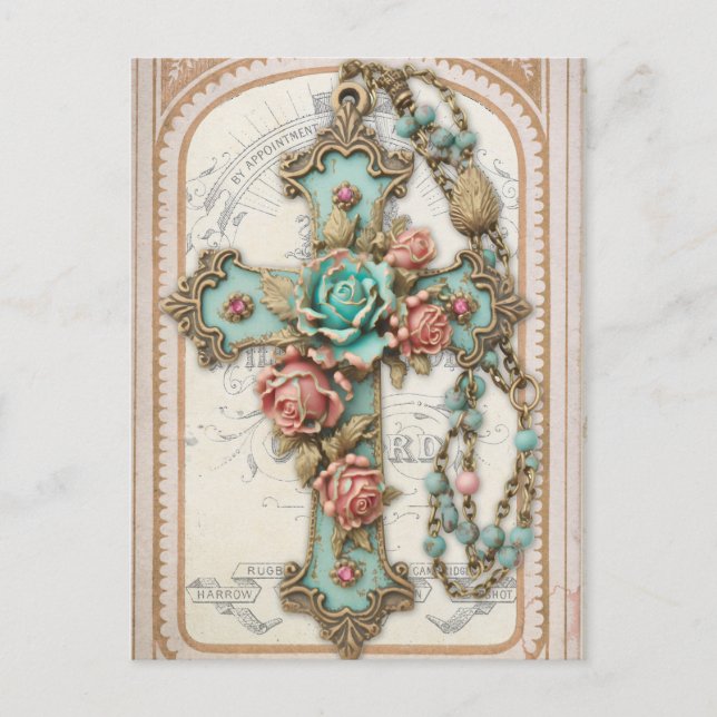 Vintages Kreuz und Blume Postkarte (Vorderseite)