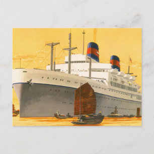 Vintages Kreuzfahrtschiff zum Orient mit Junks-Boo Postkarte