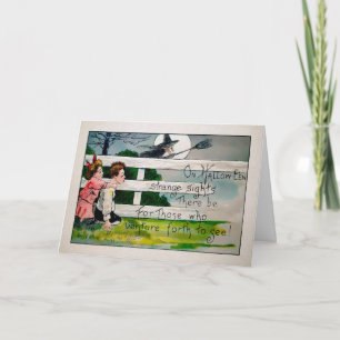 Vintages KriechHalloween-Hexenkarte Feiertagskarte